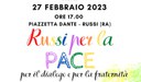 A Russi un presidio per la Pace sotto i portici della sede municipale a un anno dall'inizio della guerra in Ucraina