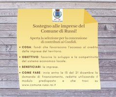 Concessione contributi Confidi alle imprese del Comune di Russi